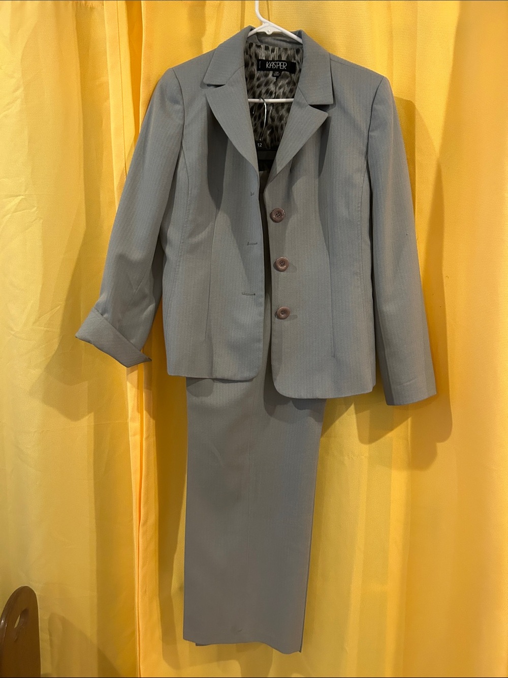 Kasper Light Gray Pinstripe Women's Pantsuit Jacket & Pant Suit